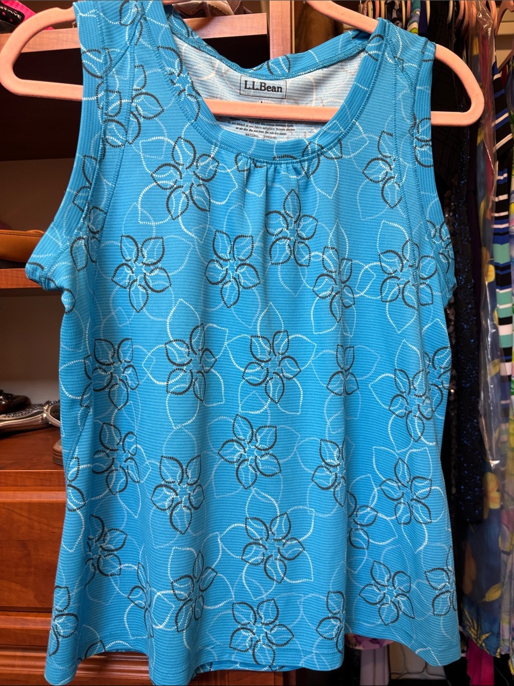 L.L. Bean Turquoise Floral Tank Top
